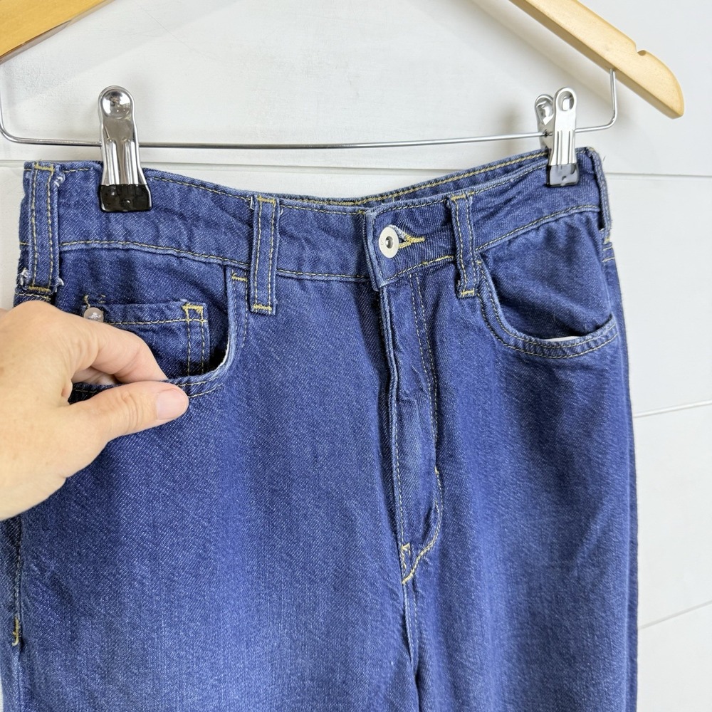 Pilcro Wide-Leg Flare Jeans in Dark Blue Denim - Picture 4 of 16